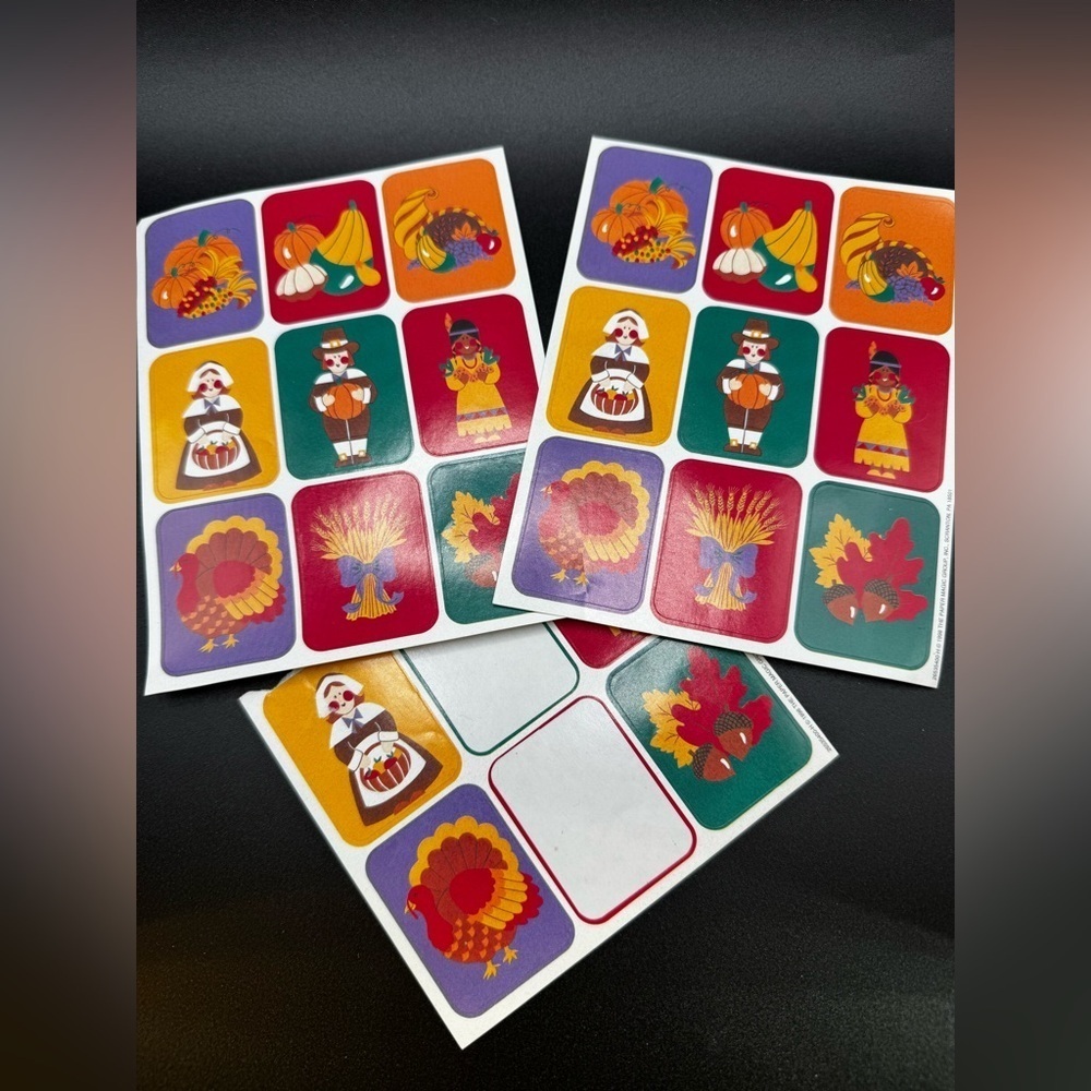 Vintage Eureka Thanksgiving Fall Stickers 1998 Pilgrims